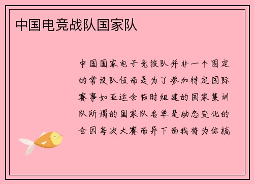 中国电竞战队国家队